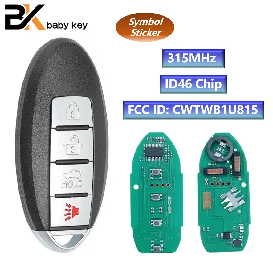 Klucz BB 10szt CWTWB1U815 Zdalny inteligentny kluczyk samochodowy do Nissan Sunny Teana Sylphy Sentra Versa 315MHz PCF7952 ID46 4 przyciski Keyless