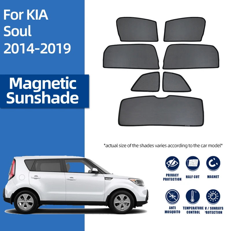 

For Kia SOUL PS 2014-2019 Magnetic Car Sunshade Shield Front Windshield Blind Curtain Rear Baby Side Window Sun Shade Visor