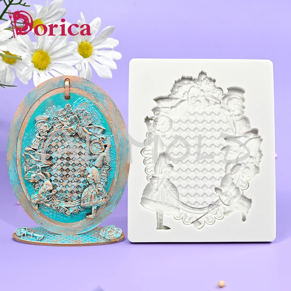 Wunderland Prinzessin Rahmen Relief Silikon form Schokolade Fondant Form DIY Harz Ton Modell Kuchen Dekorieren liefert Back geschirr