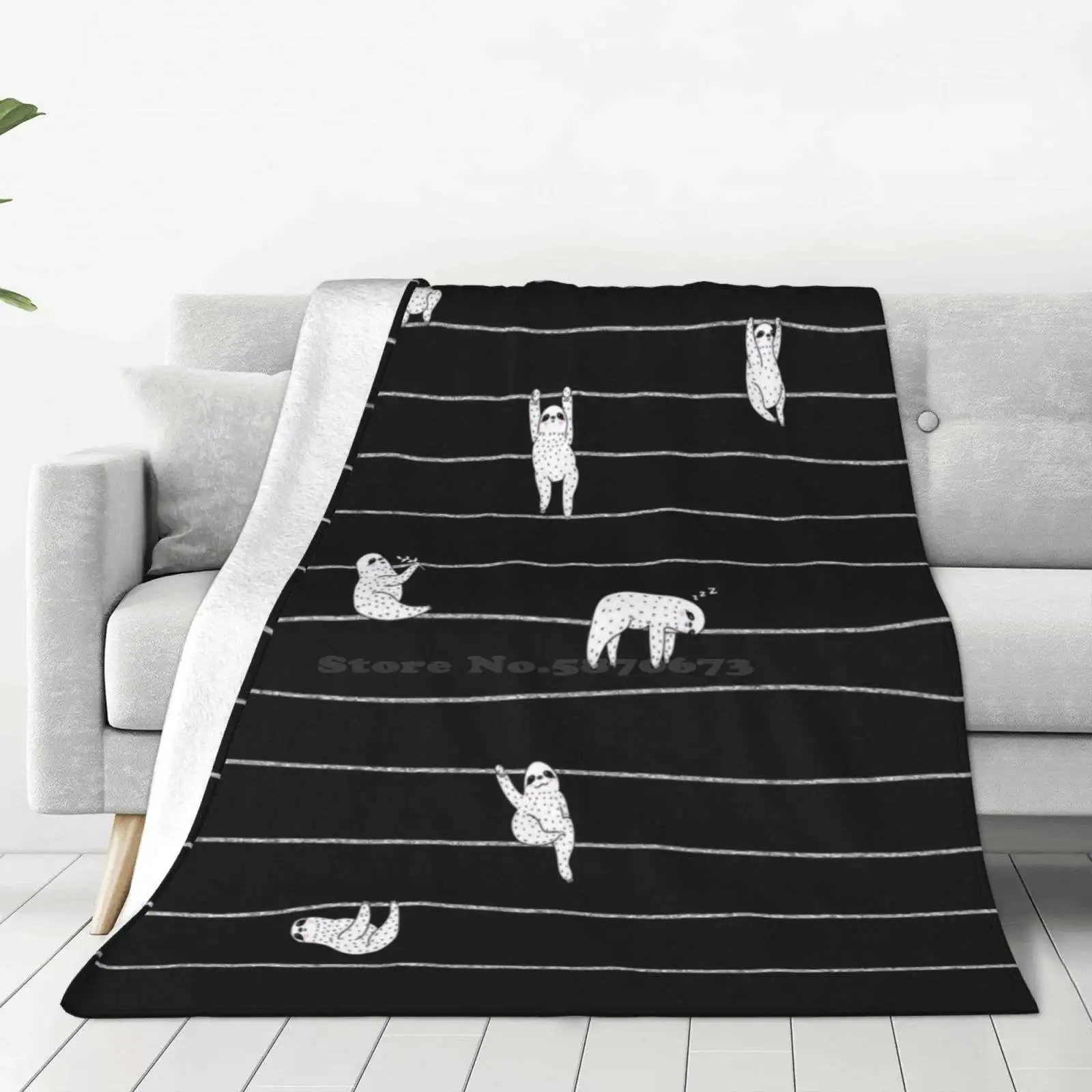 Sloth Stripe Top Quality Comfortable Bed Sofa Soft Blanket Sloths Animals Nature Cute Trees Pattern Stripe Kids Lazy Sleepy