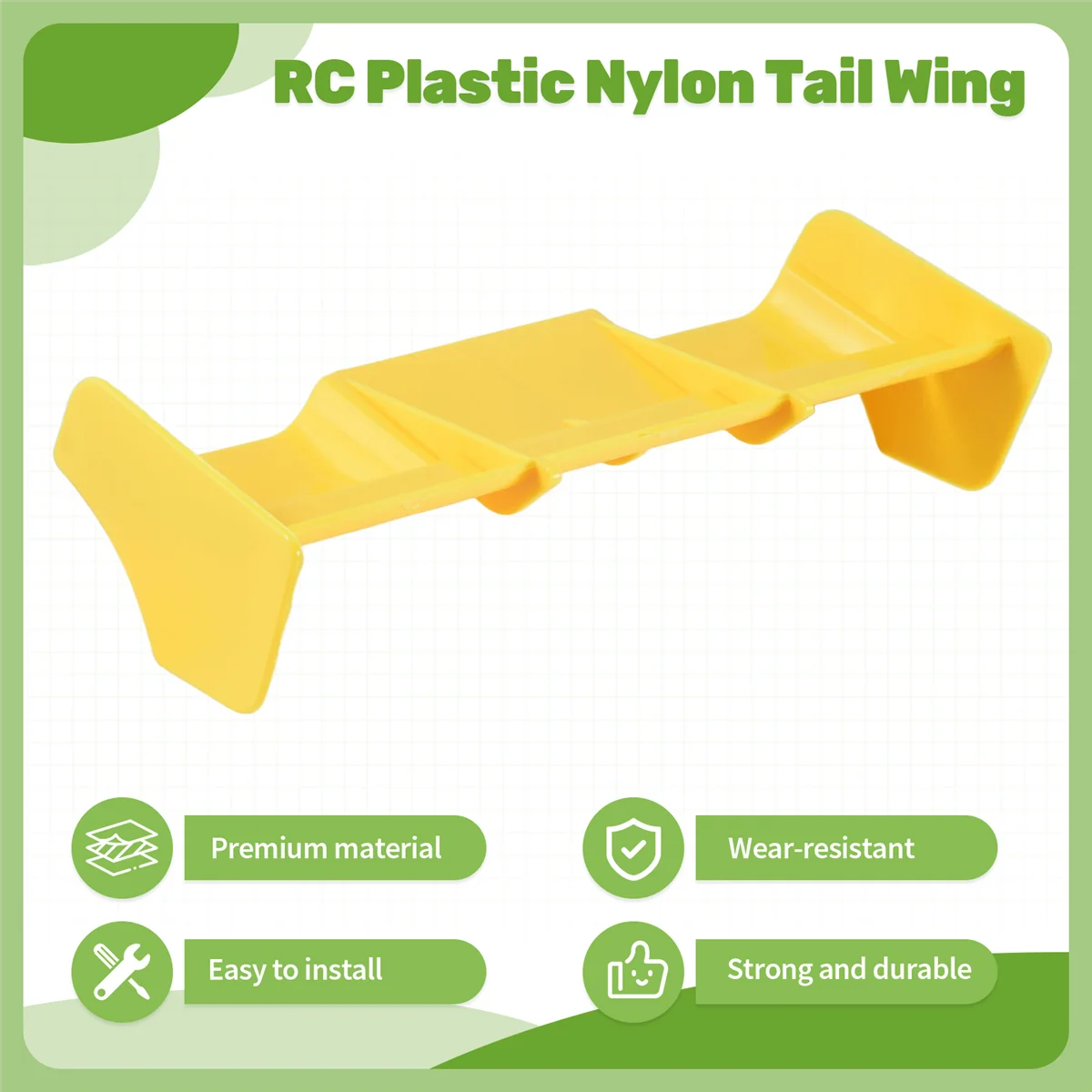 A17I 1:8 RC Cars RC Ala trasera de nailon de plástico para 1/8 escala Nitro eléctrico todoterreno BuggyTruck remoto, amarillo