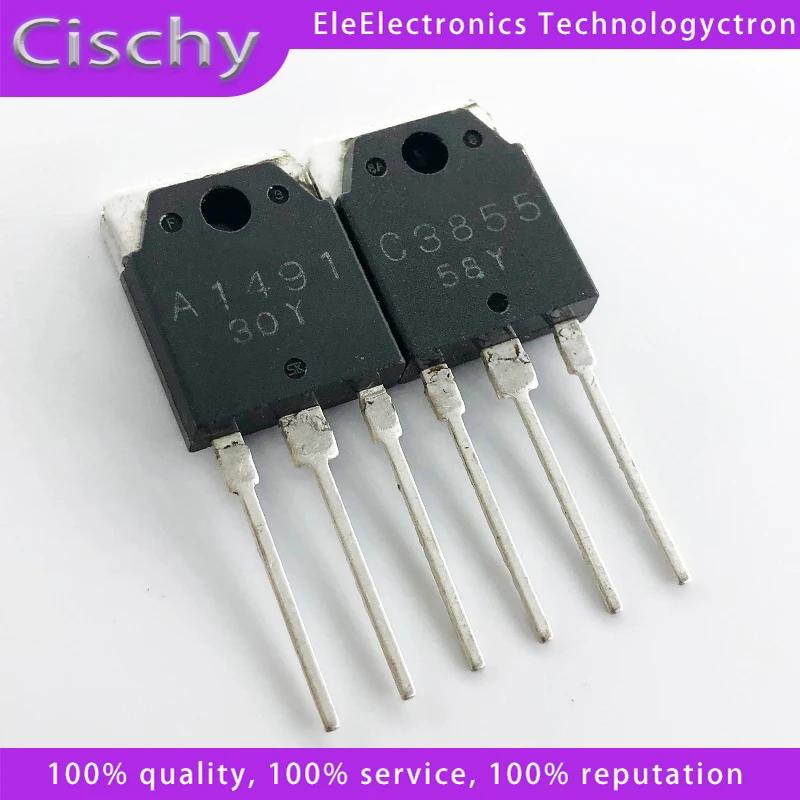 2pcs=1Pair A1491 C3855 ( 1pcs 2SA1491 + 1pcs 2SC3855 ) TO-247