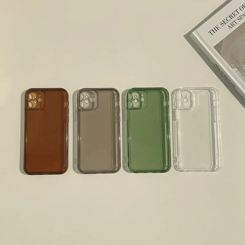 Coque de téléphone transparente en TPU pour iPhone, coque souple transparente, marron, vert, noir, rétro coloré, 15 14 13 12 11 Pro Max Poly X 14Max