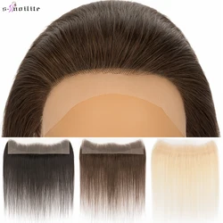 S-noilite Human Hair Hairline 30cmx8cm Lace Base Hair Weft Hand-woven Hair Hairpiece 12inch Women Natutal Hair Need Hair Glue