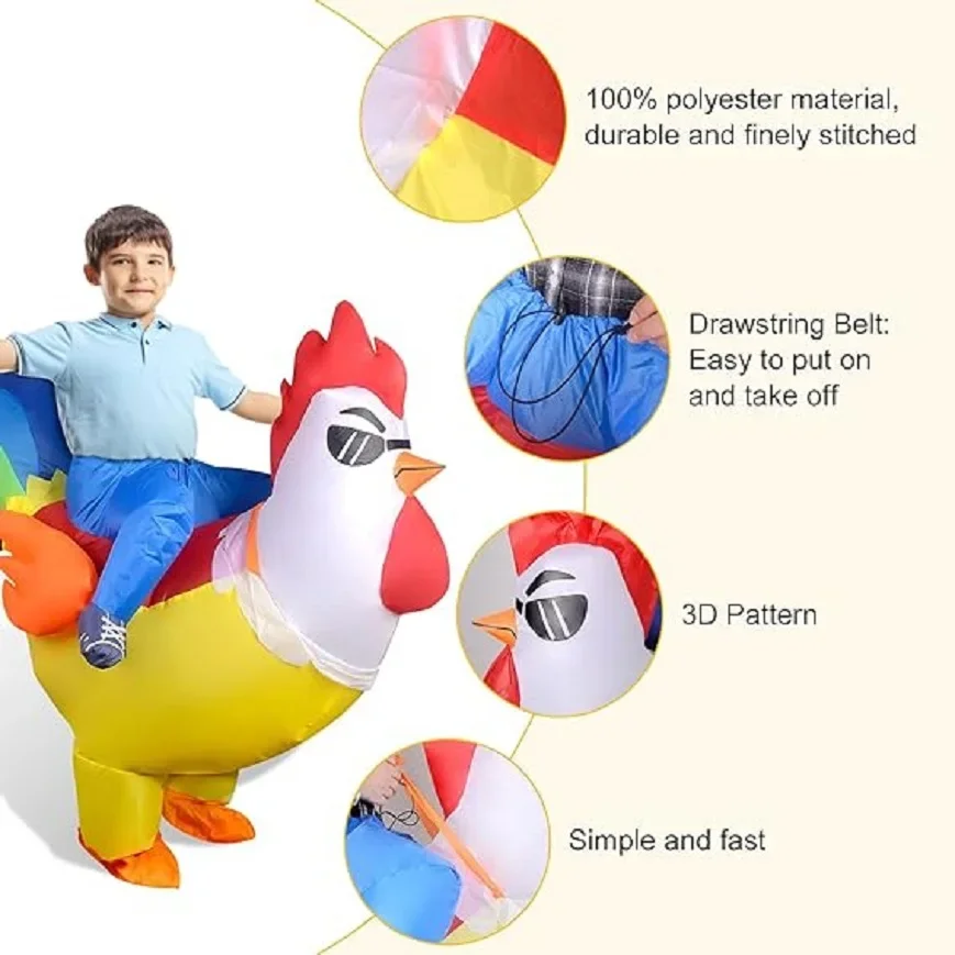 لطيف ورائع الديك النظارات الشمسية نفخ زي تأثيري هالوين عيد الميلاد أداء حفلة نفخ زي #4