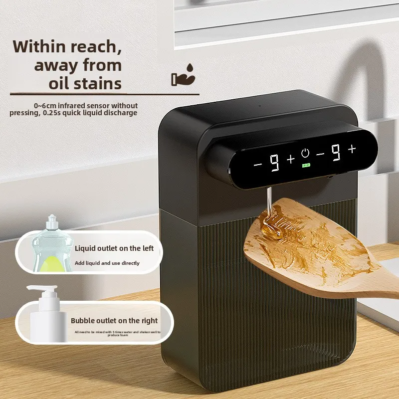 New Dishwashing Liquid Automatic Sensor Foam Hand Sanitizer Intelligent Dual-head Electric Soap Dispenser for Kitchen Bathroom