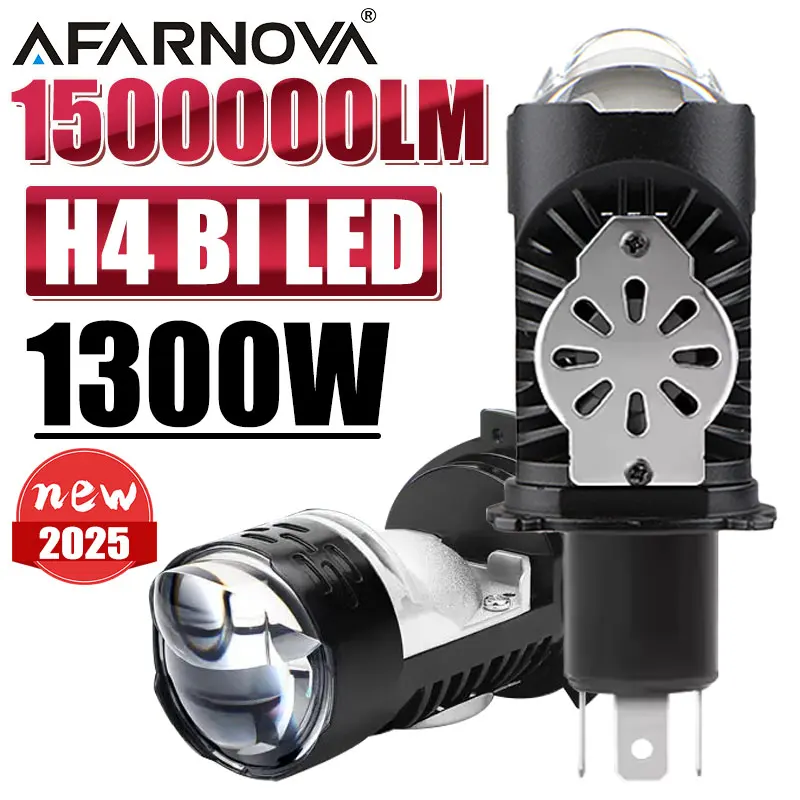 LED H4 Projector Lens Car Motorcycles Headlight Bulbs 1500000LM 1300W 6000K H4 Bulb Hi/Lo Beam Laser Bi Mode Canbus Turbo 12V24V