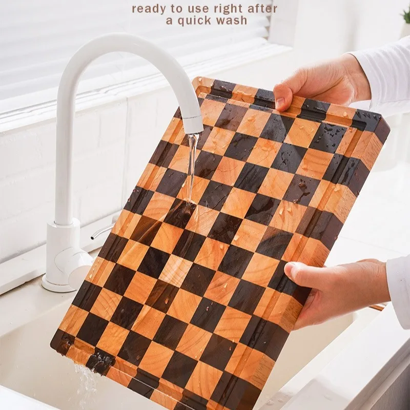 

Checkerboard Acacia Wood Cutting Board - Kitchen Chopping Block with Hand Wash Care,Modern Style for Home Chef Wall Mountable