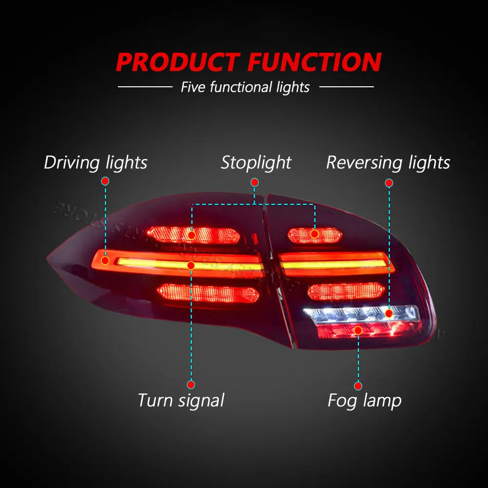 For Porsche Cayenne 958.1 2011-2014 LED Tail Lights Upgraded New Car Taillights Flowing Light Turn Signal Plug and Play