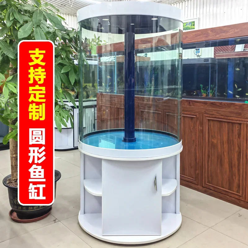 Cylindrical Fish Tank Living Room Home Aquarium Glass Ecological Large