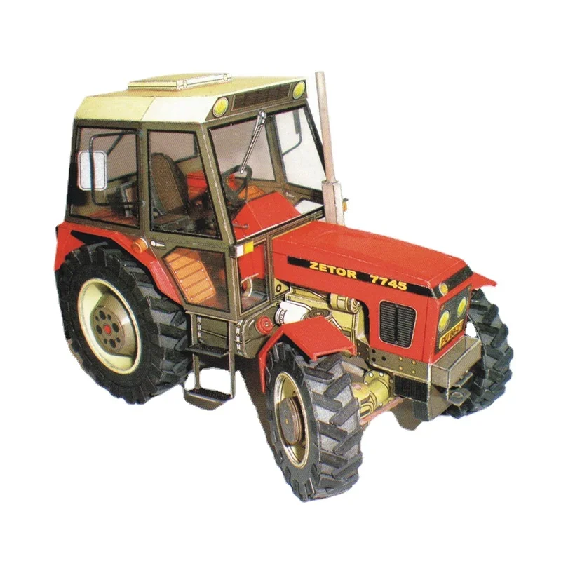 1:32เช็ก zetor 7745-7211แทรคเตอร์ตลกดีไอวายโมเดลการ์ด3D ชุดของเล่นก่อสร้างโมเดลทหาร