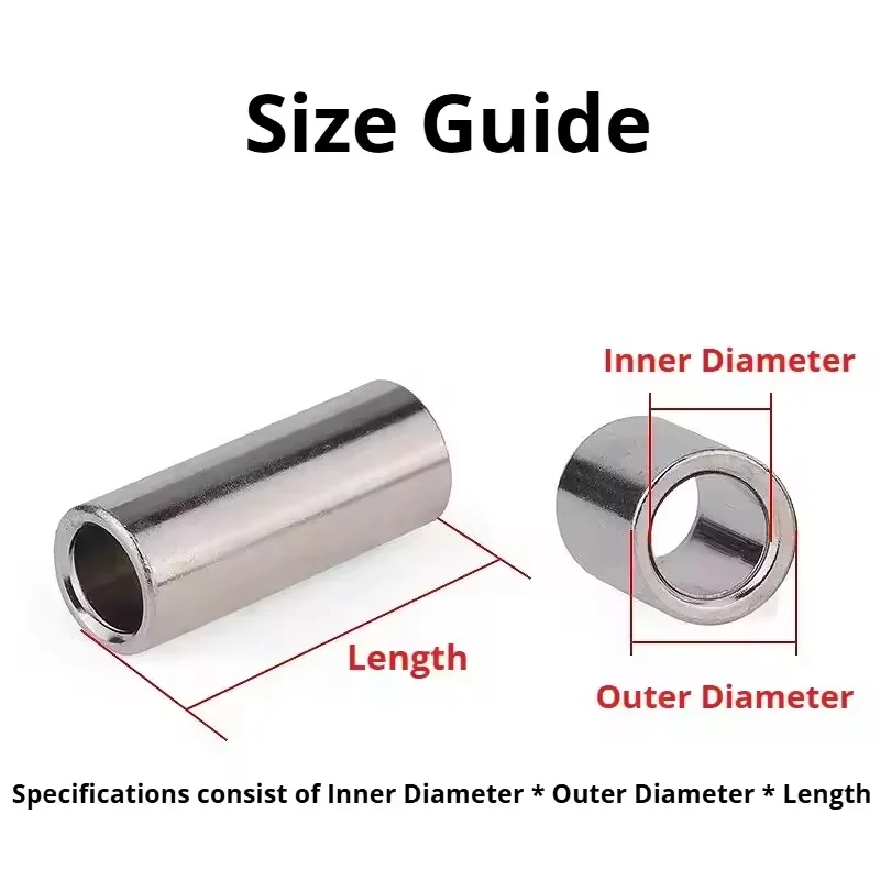 Nickel-plated M3 ~ M8 Bushing Washer Unthreaded Round Hollow Standoff Wear Resistant Bearing Sleeves