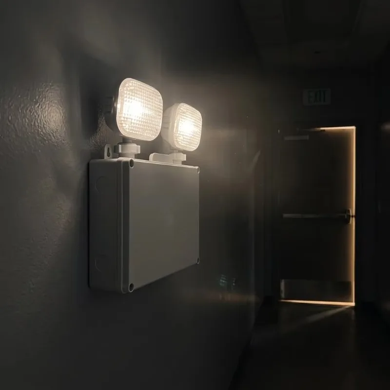 Double head LED emergency light IP65 automatic self-test, high lumen plastic 5000mAh surface mount