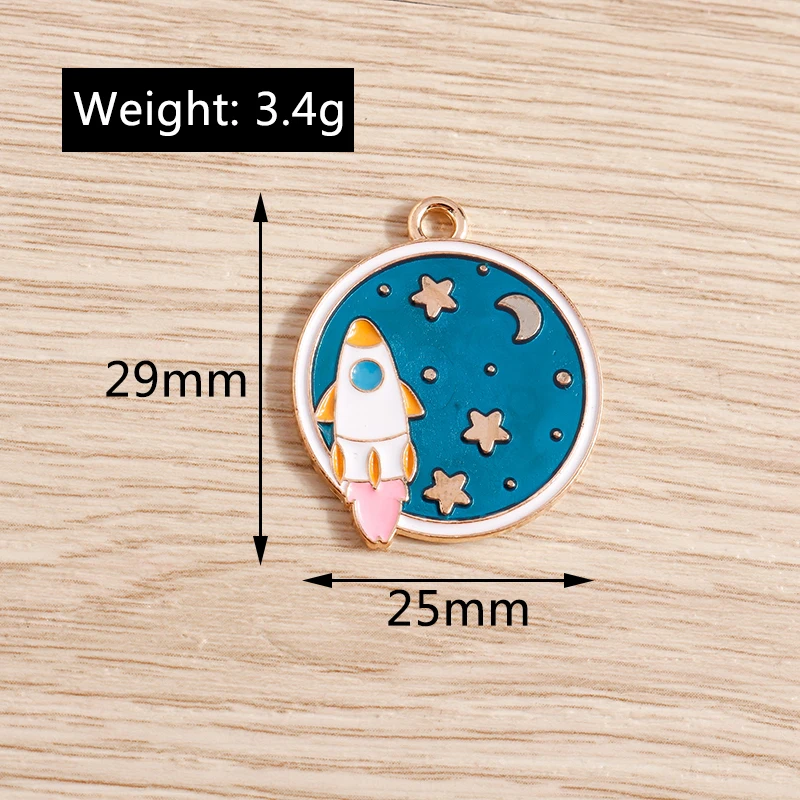 10 قطعة 25x29 مللي متر لطيف المينا كوكب صاروخ Charms المعلقات لصنع المجوهرات أقراط القلائد أساور Crafts بها بنفسك الحرف اكسسوارات