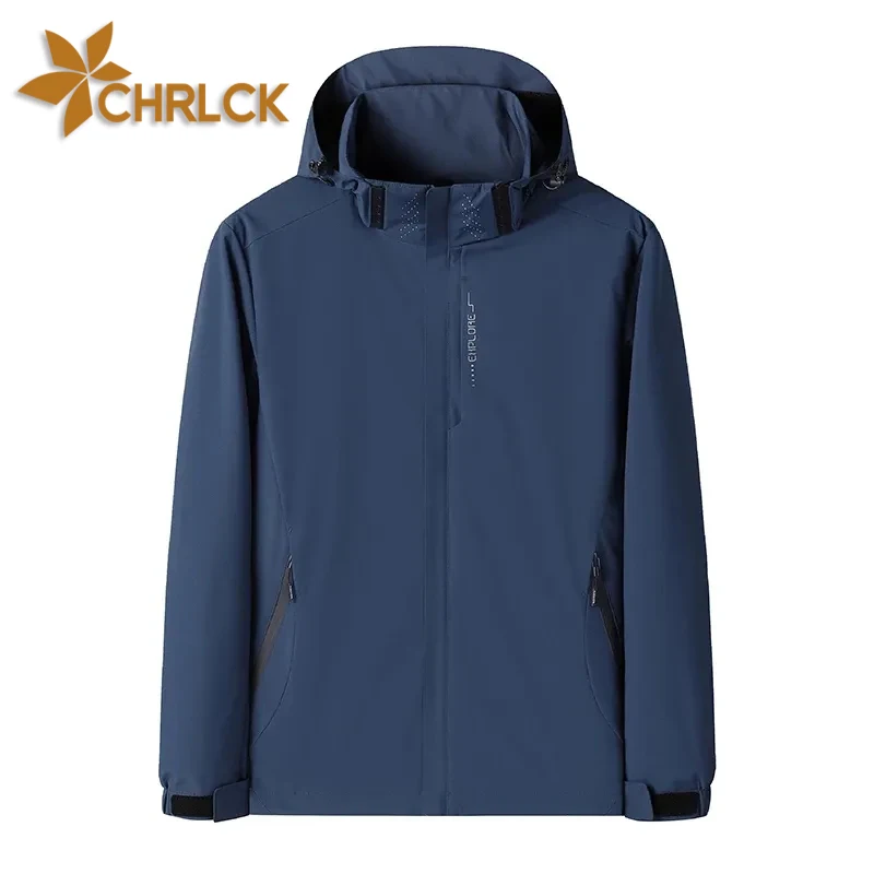 

CHRLCK Men's Waterproof Hiking Jacket Women Windproof Windbreaker Camping Hunting Running Trekking Fishing Coats Reflective