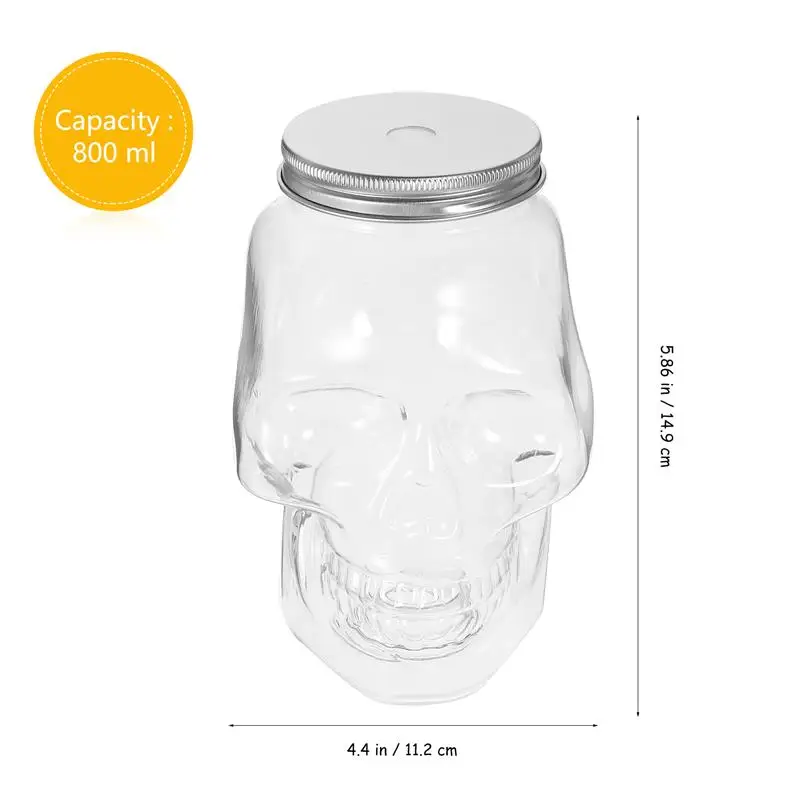 Botella de bebida con forma de calavera, botella de plástico con temática de Halloween, botella para beber recargable vacía con tapas, 6 uds.