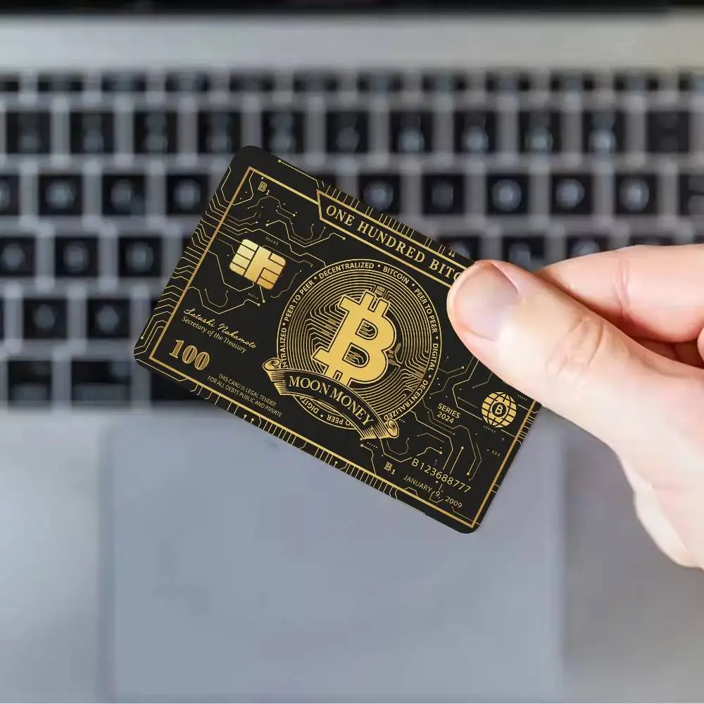 Black Gold Bitcoin Film Skin Cover Credit Card Stickers 4PCS Debit Front Decoration Bank Bus Pass Waterproof view 3
