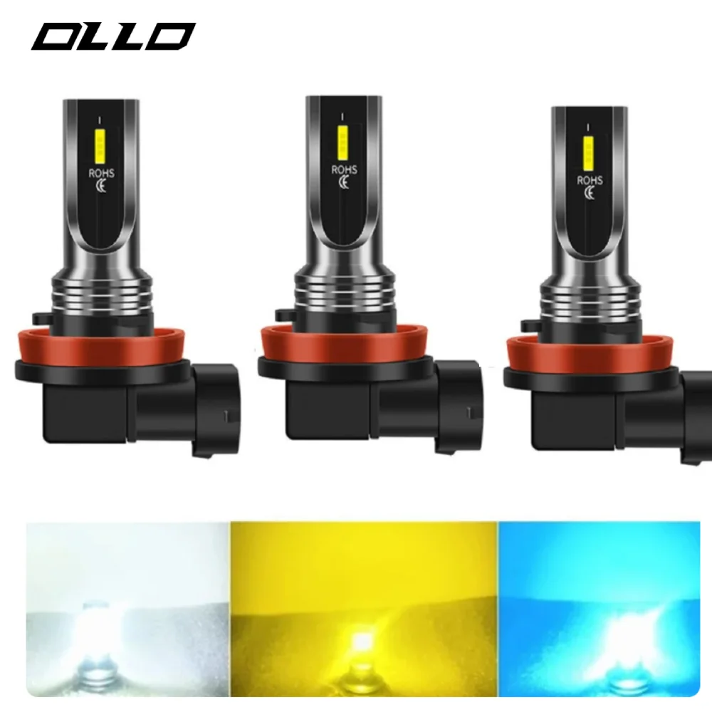 

OLLO 2Pcs H7 H11 Led Headlight Car FogLight 9005 H4 Fog Lights Bulb White Ice Blue Golden Yellow Car Lamp PSX24W Auto Light 12V