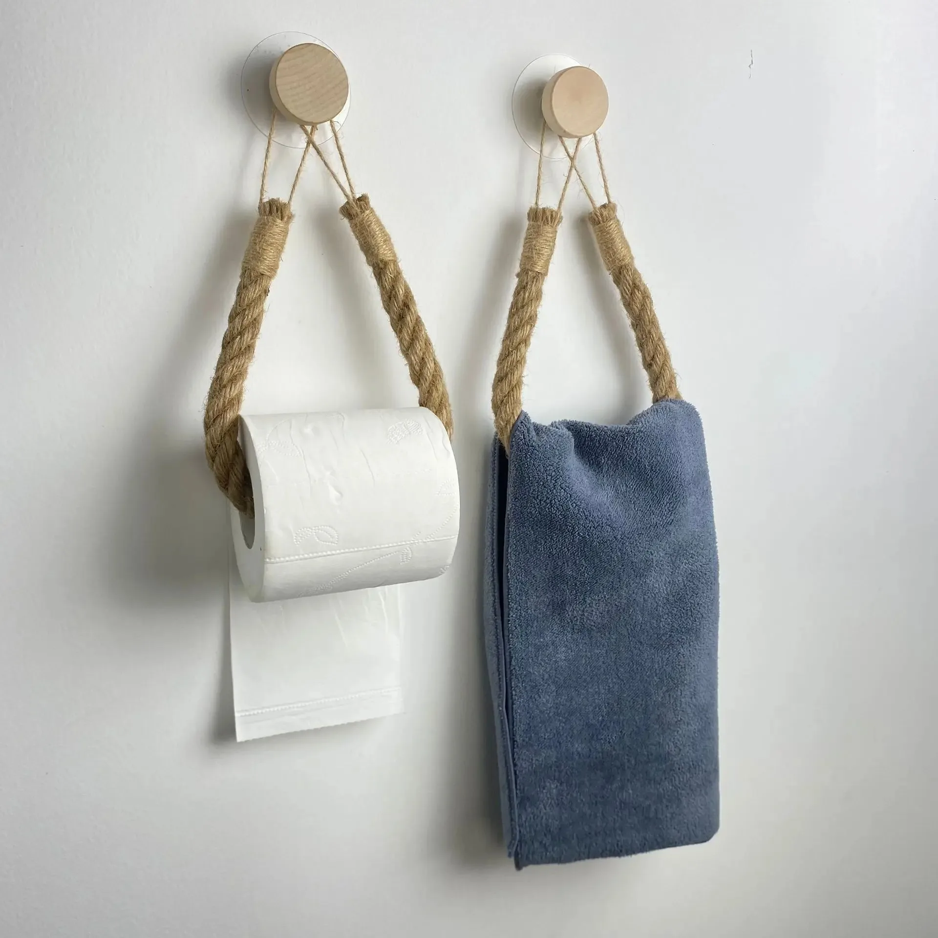 

Retro Rope Towel Rack Wall Mounted Hemp Rope Towel Hanger for Bathroom