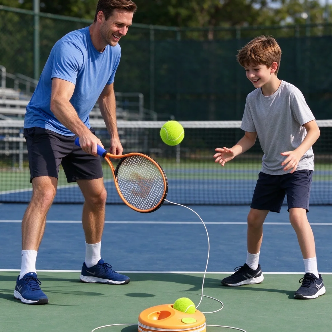 Fun Interactive Rebound Tennis Trainer,Aluminum Alloy Tennis Racket Set with String Ball for Parent-Child Daily Leisure Activity