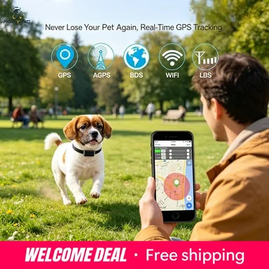 Collier GPS pour animaux de compagnie, étanche, anti-perte, pour chiens et chats, avec suivi des empreintes, longue autonomie, pour extérieur