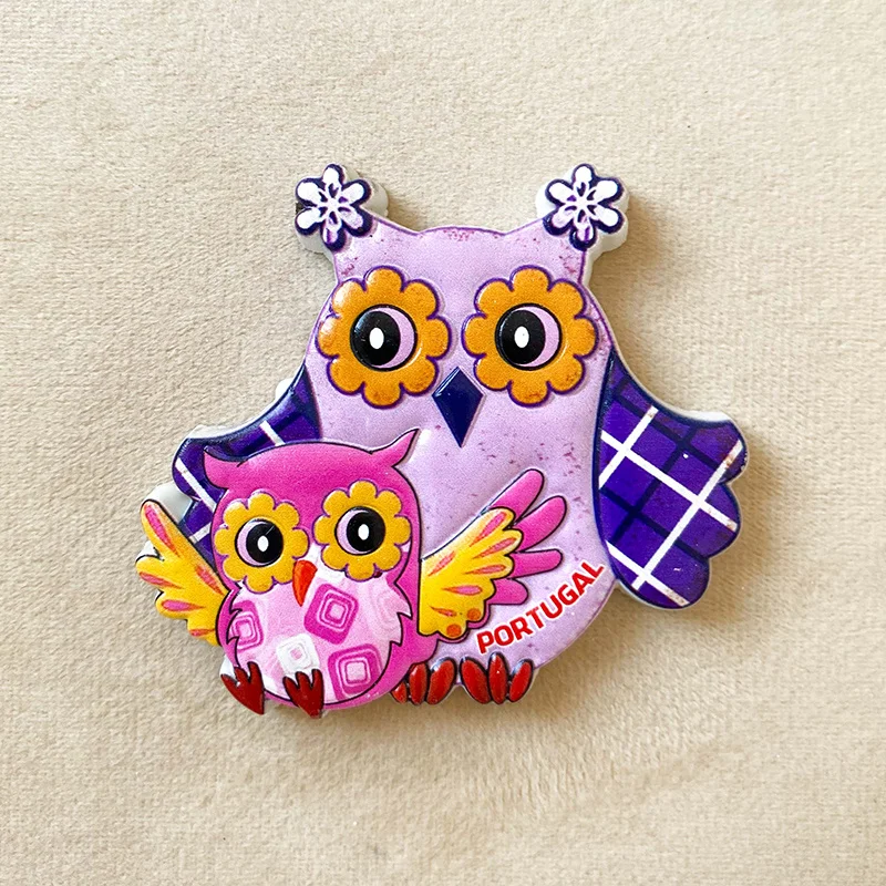 

Portugal Themed Cute 3D Resin Owl Fridge Magnets - Decorative Kitchen & Home Accessories - Super Strong Refrigerator Magnets