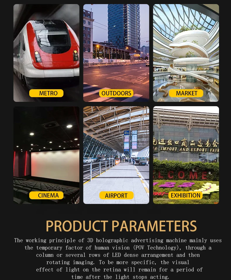 OEM 65 75 CM Olograma Screen Digital Player Video Signage Lcd 3D Display Led Advertising Holographic Projector Wifi Hologram Fan