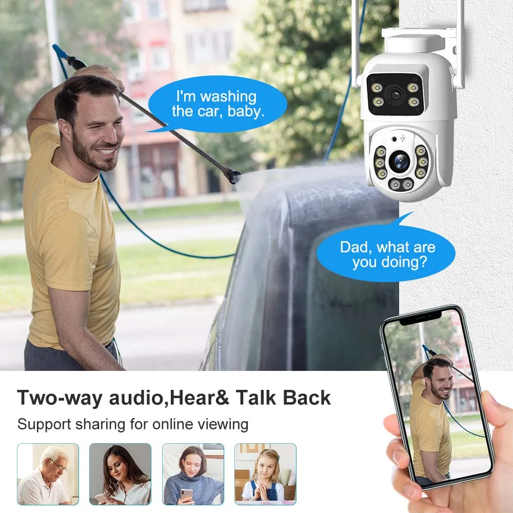 Telecamera di sicurezza 5K 10MP WiFi Monitoraggio automatico Telecamere IP PTZ esterne Audio bidirezionale Video sorveglianza Telecamera binoculare Hopeway APP