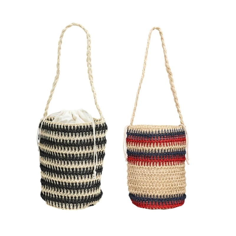 

Handwoven Straw Bucket Bag and Fashionable Shoulder Bags for Women and Girl 066F