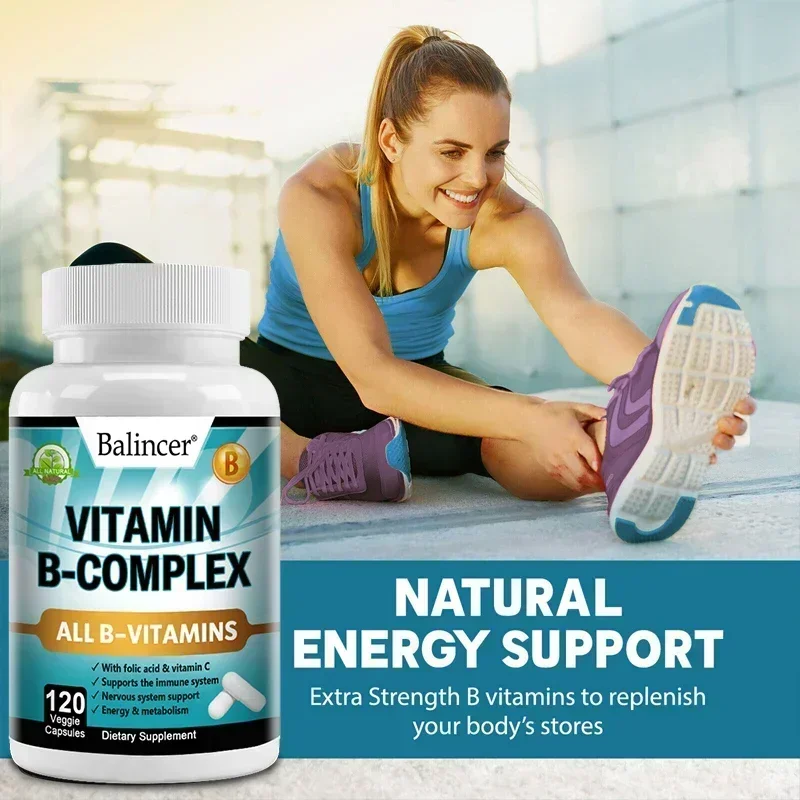 Vitamin B Complex Capsules - Heart Health, Nervous System Support, Energy Metabolism, Immunity, Mood Support - Non-GMO, Vegan