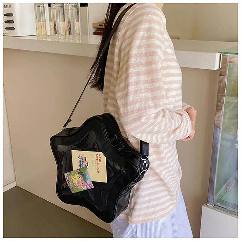 

Five Pointed Star Shoulder Bag for Girls Fashion Casual Crossbody Backpack Transparent Commuting Bag High Aesthetic Unique