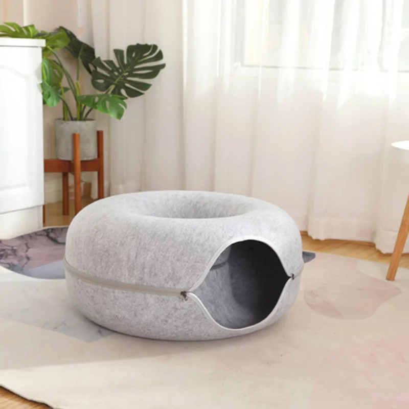 Cave for Indoor Cats Pet bed Donut Tunnel Bed Scratch Resistant Cat Beds and Furniture Cat Accessories