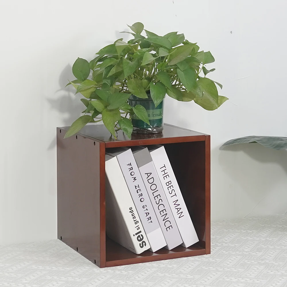 Solid Wood Storage Rack and Cabinet Free Combination Bookshelf with Wooden Grid Floor Display