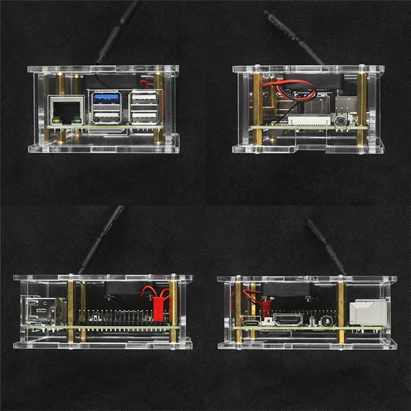 For Orange Pi 3B Acrylic Case Transparent Shell Active Passive Cooler Cooling Fan