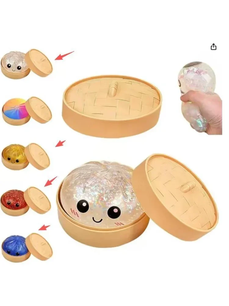 Geld-Glitzer-Hai-Knödel-Squishy-Spielzeug, weiches, langsam rückfederndes Squishy-Spielzeug, Fidget-Spielzeug mit Dampfgarer, gedämpfter gefüllter Brötchen-Squishy zum Kneifen