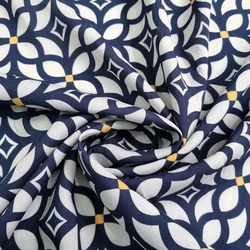 1 meter X 1.4 meter Navy White Retro Viscose Fabric Soft Sewing Material Rayon