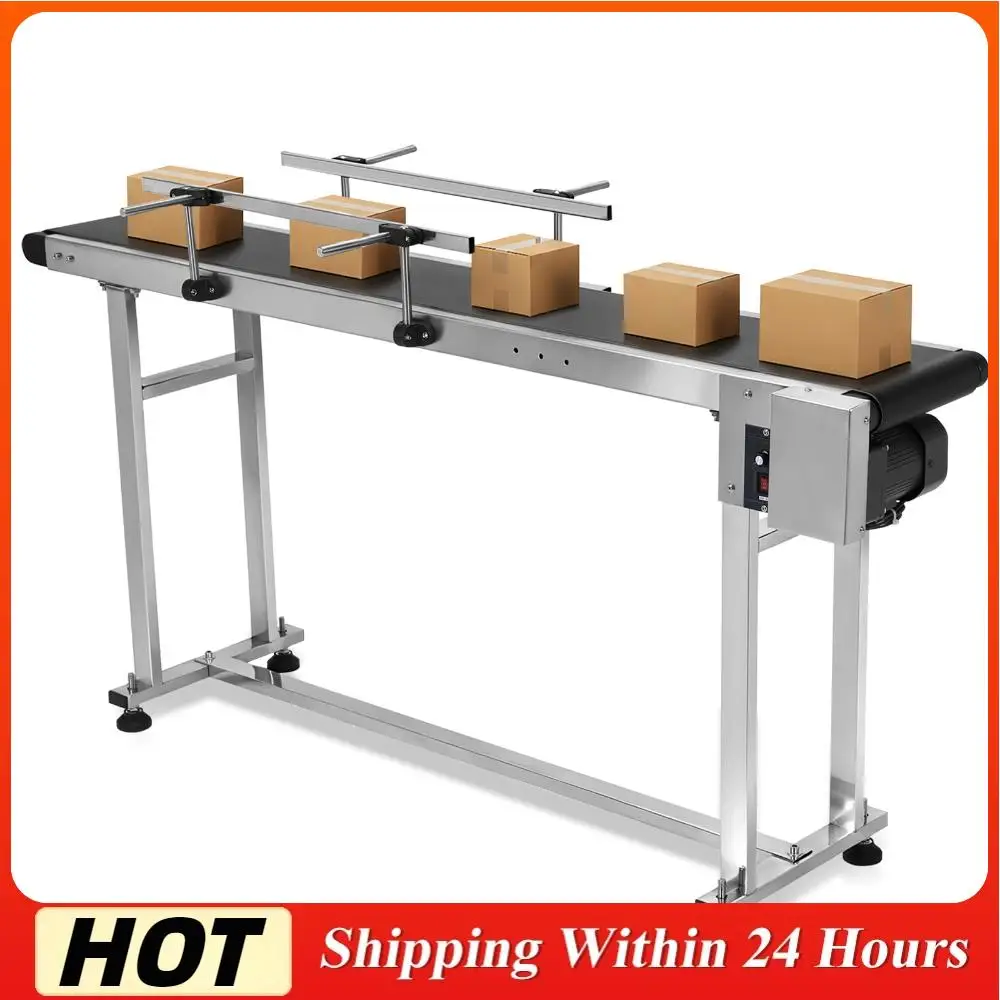 

Электрический конвейер из ПВХ 59x7.8 дюймов с двойными защитными ограждениями, регулируемой скоростью для производственных линий упаковочных фабрик