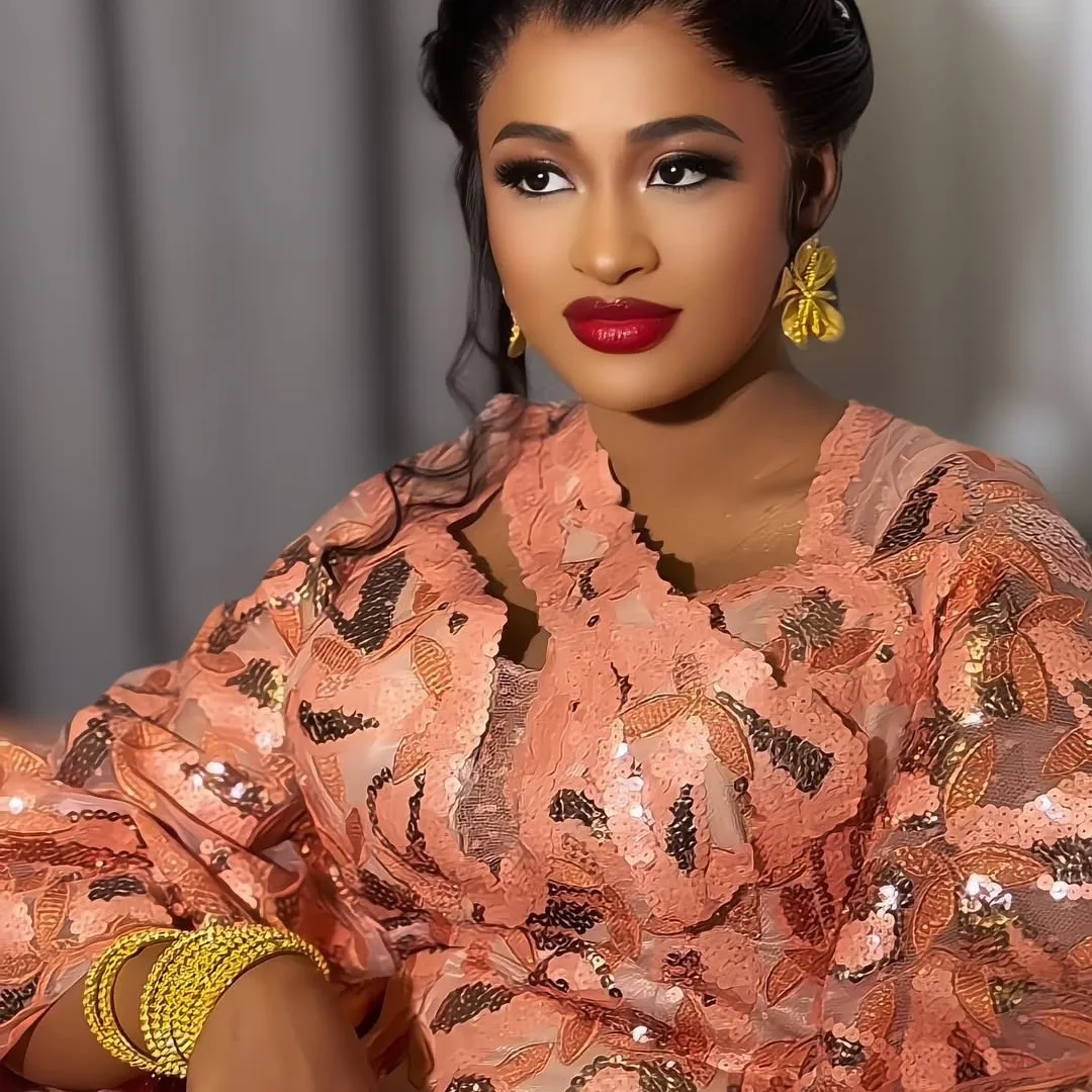 

African Sequin Chantilly Net Lace Fabric For Nigerian Women Wedding Nigerian Embroidery Double Mesh Material For Asoebi