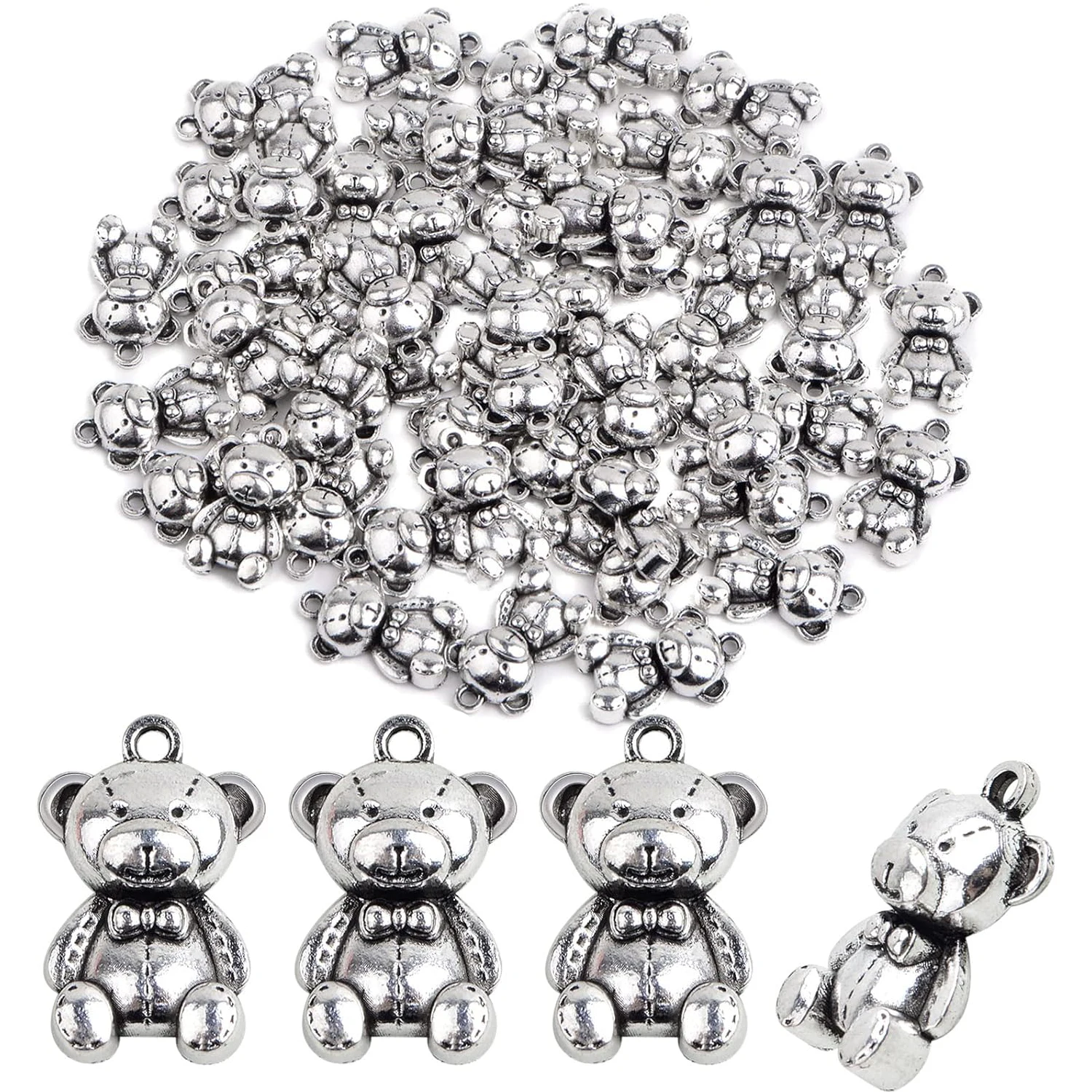 

50 шт. милых подвесок-медведей, винтажные подвески из сплава в форме животных для изготовления ожерелий, браслетов и украшений своими руками