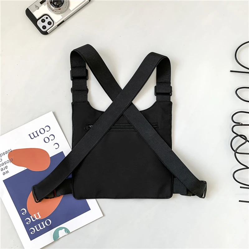 Bolsa de Peito Unissex Estilo Hip-Hop Streetwear, Bolsa de Nylon de Alta Qualidade com Múltiplos Bolsos, Colete Tático Multifuncional, Mochila.