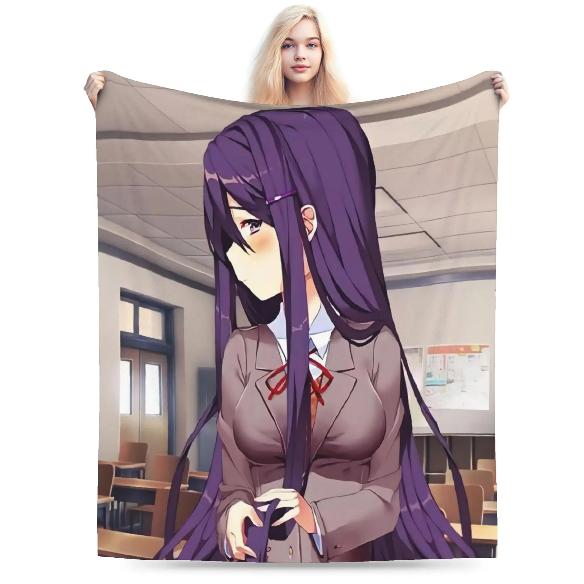 Cozy Yuri doki  Blanket Stuff Sofa Decorative  Blanket Throw Lightweight Thin Flannel for Car