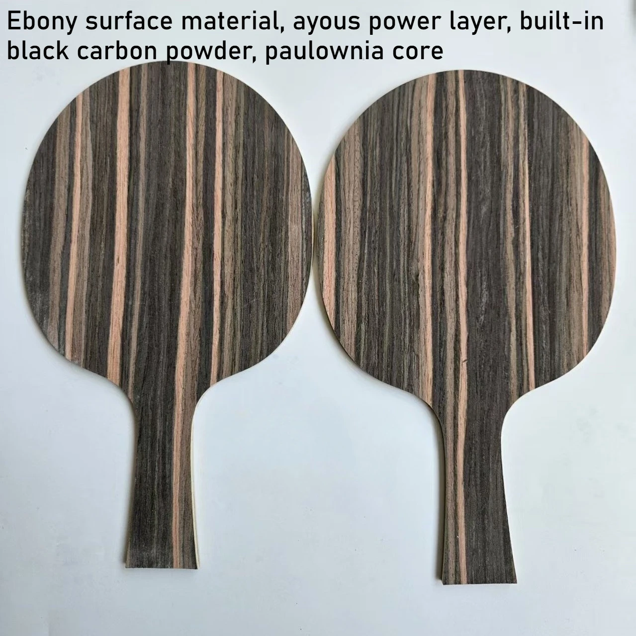 DIY FL/CS Table Tennis Racket Base Blade 7 Ply Ebony Surface Ayous Power Layer,Built-in Black Carbon Ping Pong Paddle Blade
