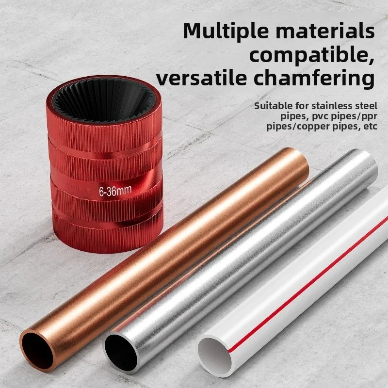 6-36mm Aluminum Alloy Pipe Deburring Tool Rotary Chamfer Reamer for Inner Outer Hole Deburring Fast Burr Removal Copper Steel