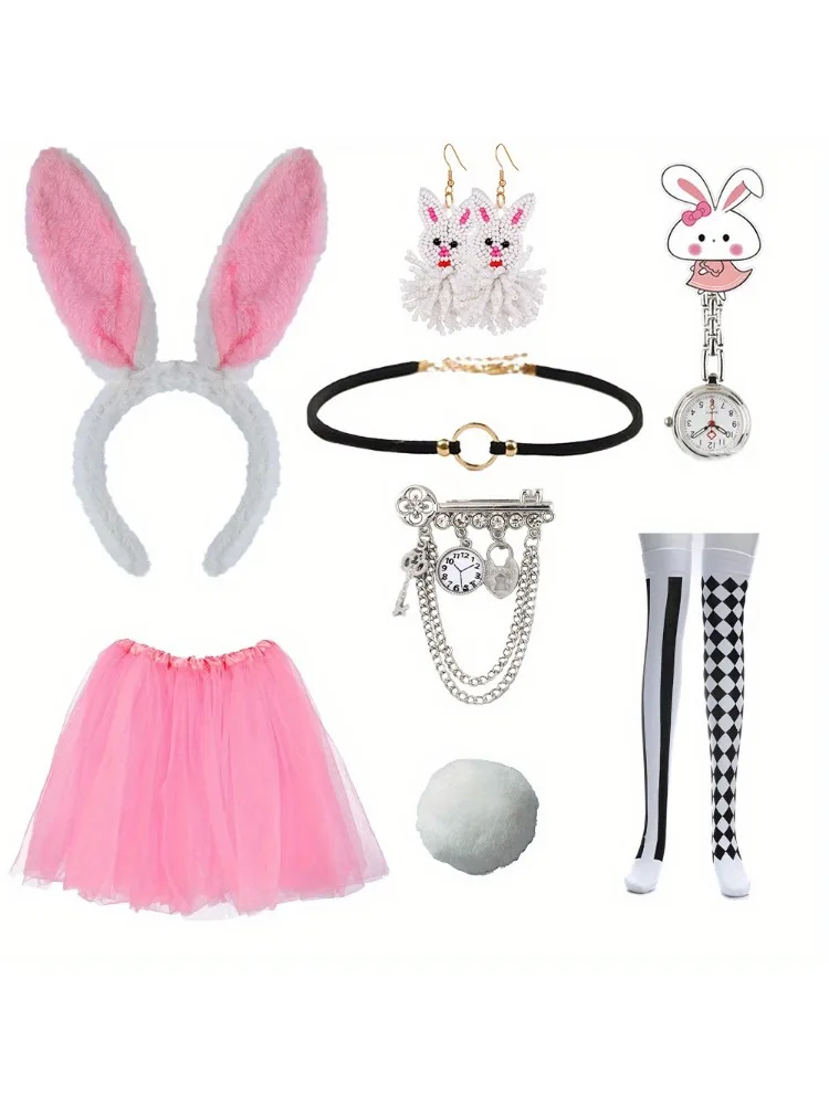 

Complete costume Party costume Pie Animal Bunny ears Headband and bunny costume Cute Easter set for men and women