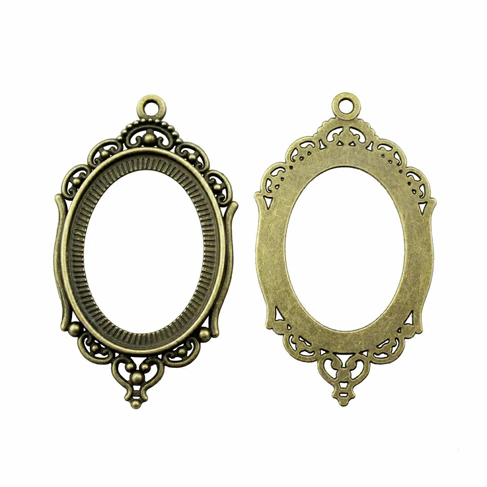 Fit 40x30mm 18x25mm Oval Shape Hollow Cameo Cabochon Pendant Base Setting Jewelry Findings