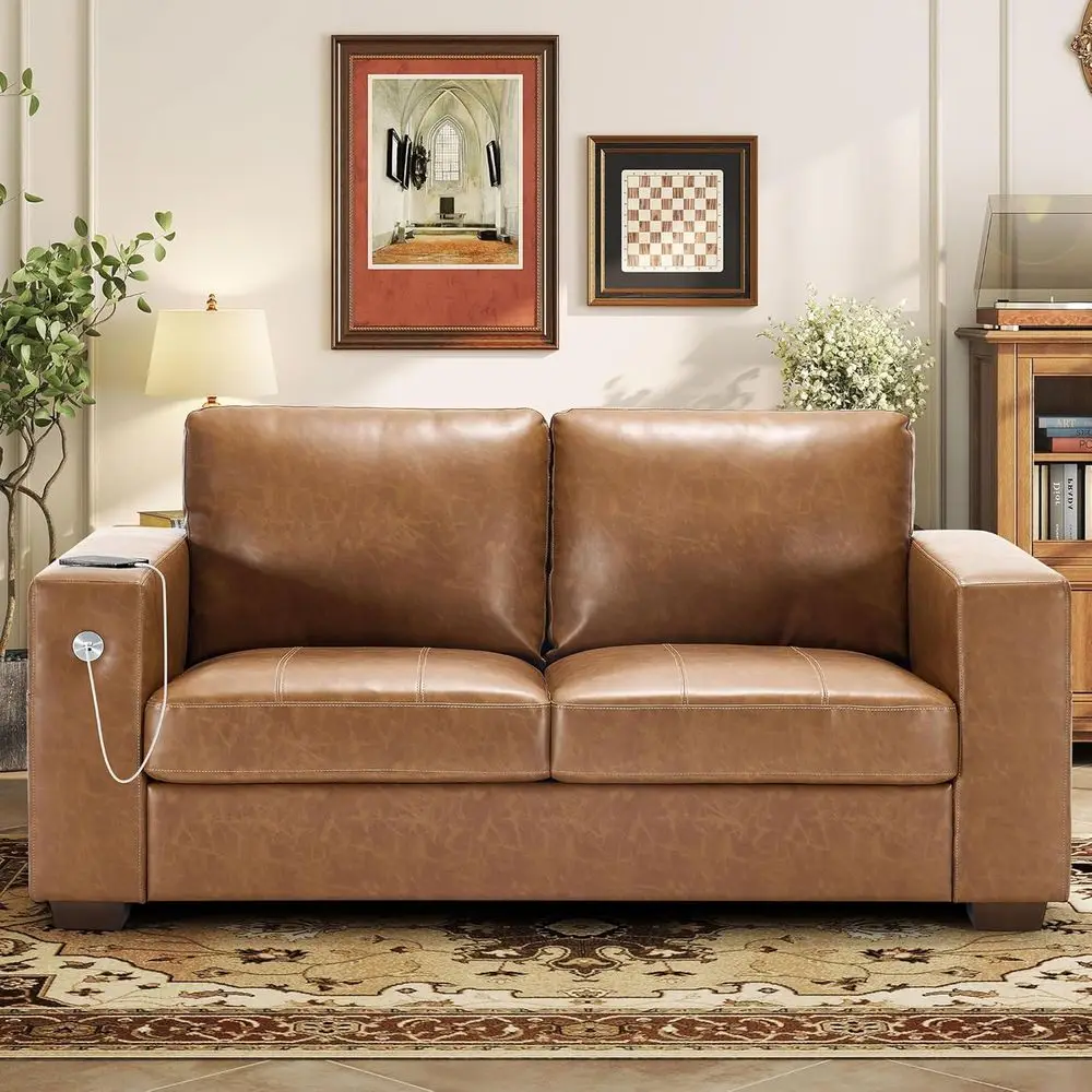 

70 Sofa for Living Room: Comfortable with Medium Firm Seat Cushion, Removable Cover, Wide Armrests, USB/Type-C Ports, Ideal for