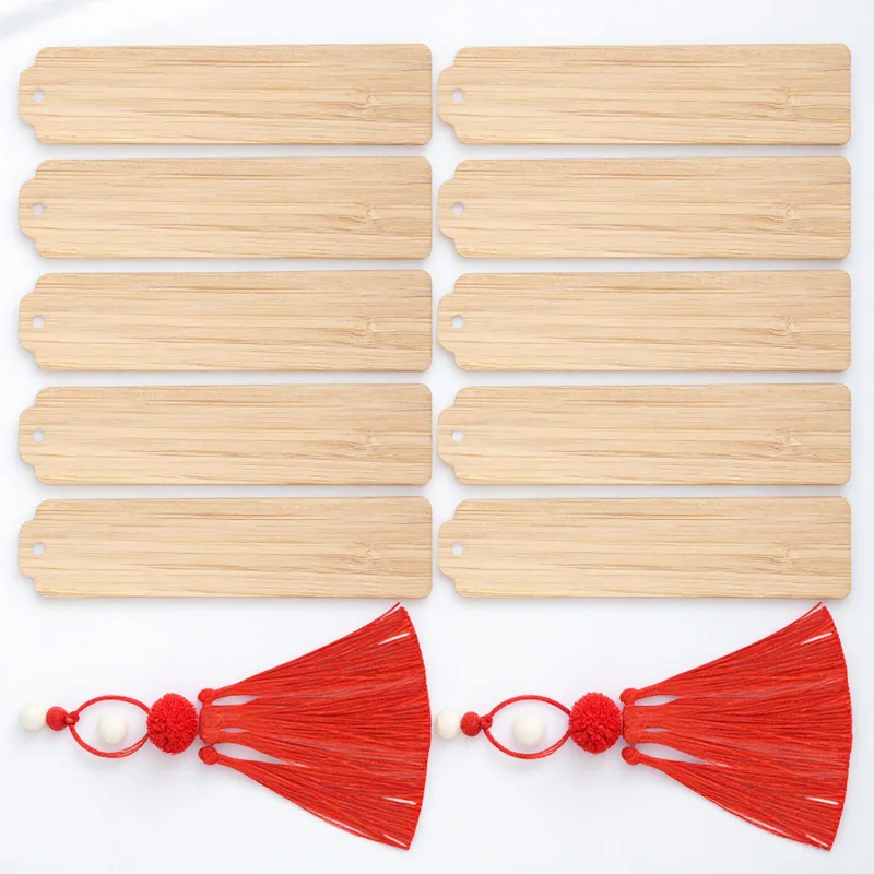 

10Sets DIY Carving Wooden Bookmarks Blank Page Markers Creative Reading Bookmarks for Book Lovers Gift DIY Page Markers