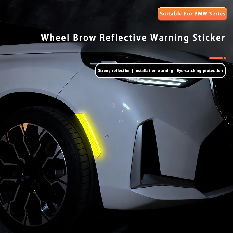 

For BMW 1 2 3 4 5 6 7 Series X1 X2 X3 X4 X5 X6 X7 2Pcs Car Wheel Brow Reflective Warning Stickers Car Styling Accessories
