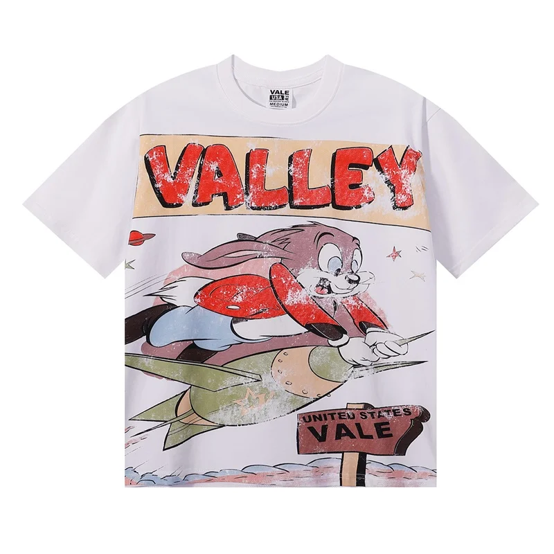 

Valley Rocket Rabbit Printed High Weight Double Yarn Cotton Casual T-shirt