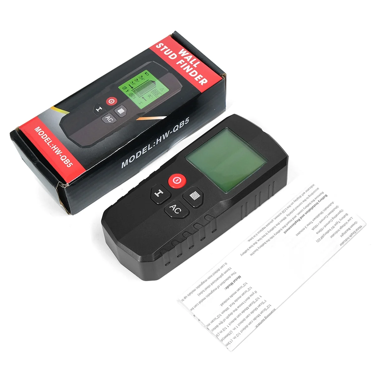 Détecteur de Clous Muraux 5 en 1 avec Écran LCD Noir, Scanner Électronique pour Bois et Métal
